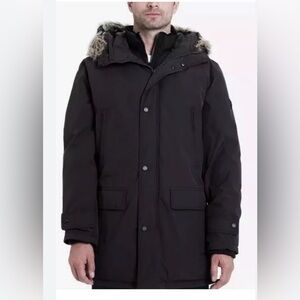 ✨Michael Kors men Black Puffer Parka Coat with Faux Fur Hood XL  New